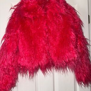 Blank NYC Bold Hot Pink Faux Fur Jacket Small